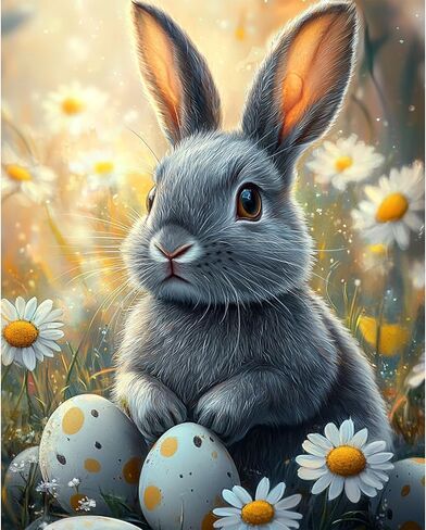RICUVED Easter Paint by Numbers for Adults, Cake Paint by Numbers Kit for Adults Beginners, Eggs DIY Acrylic Oil Painting on Canvas Easy for Gift Home Wall Decor 16x20 Inch in Saudi Arabia