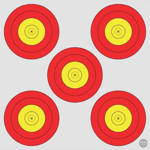 ArrowLife 17" 5 Spot Target Face, Made in The USA, 25 Pack + 2 Free Tic, Tac, Toe in Saudi Arabia