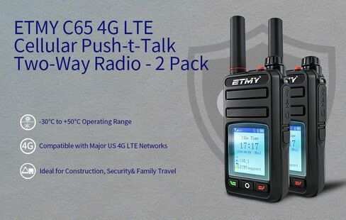 راديو ETMY الخلوي للدفع والتحدث ثنائي الاتجاه غير محدود - تغطية 4G LTE على الصعيد الوطني، أجهزة اتصال لاسلكية طويلة المدى، خدمة بيانات مجانية مدى الحياة للجهاز - عبوتان in Saudi Arabia