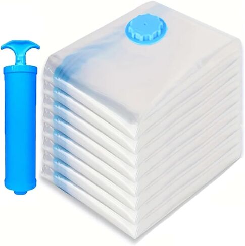 4/6/9-Piece Vacuum Compression Bag Set with Hand Pump, Individually Packed. Large-capacity multi-size combo for travel, space-sa(1S-1M-1L-pump) in Saudi Arabia