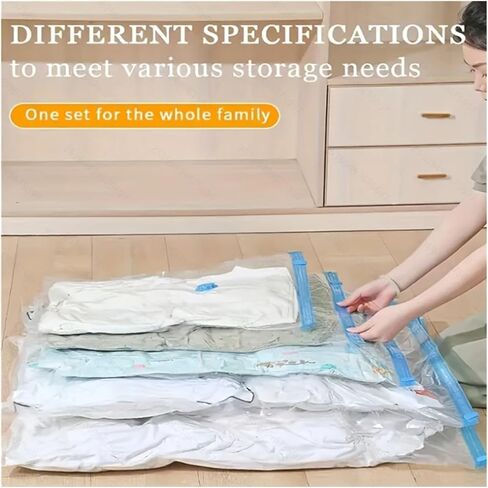 4/6/9-Piece Vacuum Compression Bag Set with Hand Pump, Individually Packed. Large-capacity multi-size combo for travel, space-sa(1S-1M-1L-pump) in Saudi Arabia