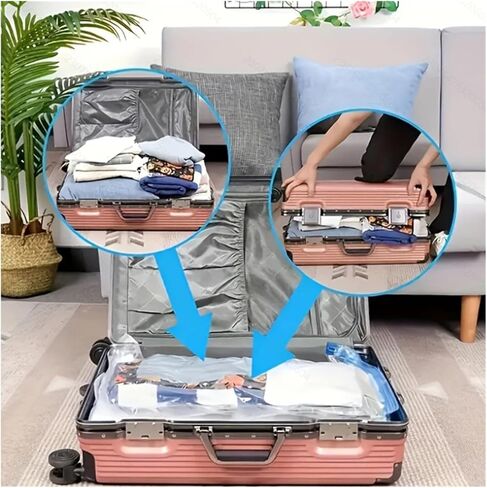4/6/9-Piece Vacuum Compression Bag Set with Hand Pump, Individually Packed. Large-capacity multi-size combo for travel, space-sa(1S-1M-1L-pump) in Saudi Arabia