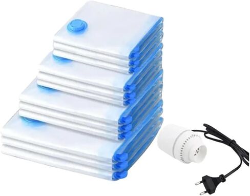 ABDR-12PCS أكياس تخزين فراغ السفر مع مضخة كهربائية أكياس ختم فراغ للأمتعة أكياس توفير المساحة للملابس الاتحاد الأوروبي التوصيل in Kuwait