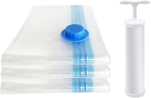Jumbo Large Ziplock Vacuum Seal Bags for Bedding Clothes Pillows Storage Sealer Compression Packing Travel Hand Pump Accessories(5Bags add Pump,Small 30x50cm) in Saudi Arabia