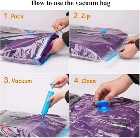 Storage Bags Clothes Pillows Bedding Blanket Organizers Hand Pump Seal Zipper Home Organization 60 x 40cm 6pcs in Saudi Arabia
