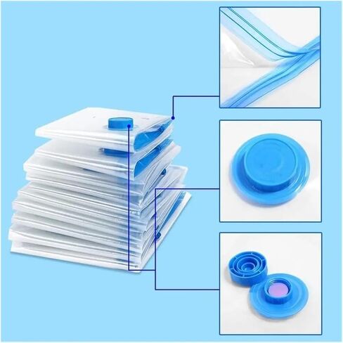 Storage Bags Clothes Pillows Bedding Blanket Organizers Hand Pump Seal Zipper Home Organization 60 x 40cm 6pcs in Saudi Arabia