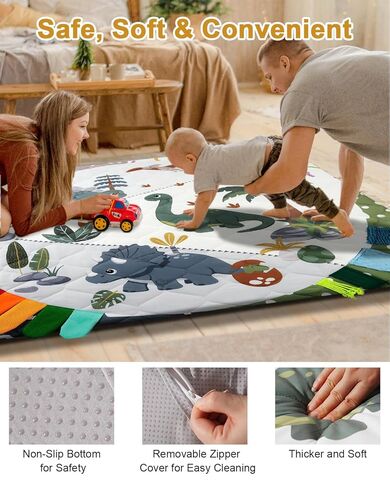 بساط لعب الأطفال الفاخر من TINYHARBO بمقاس 50x50، 4 مناطق تنموية مع غطاء قابل للإزالة والغسل في الغسالة، بساط لعب مبطن سميك جدًا، سهل التنظيف للرضع والأطفال الصغار والرضع in Kuwait