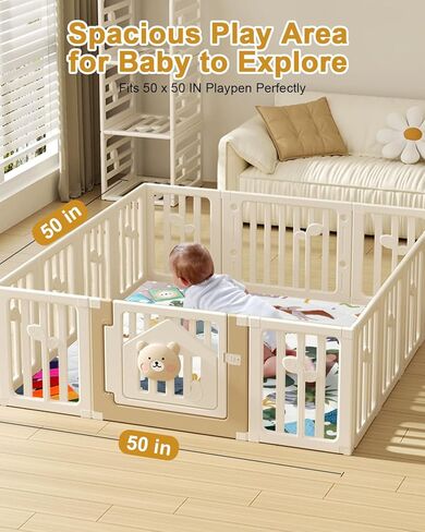 بساط لعب الأطفال الفاخر من TINYHARBO بمقاس 50x50، 4 مناطق تنموية مع غطاء قابل للإزالة والغسل في الغسالة، بساط لعب مبطن سميك جدًا، سهل التنظيف للرضع والأطفال الصغار والرضع in Kuwait