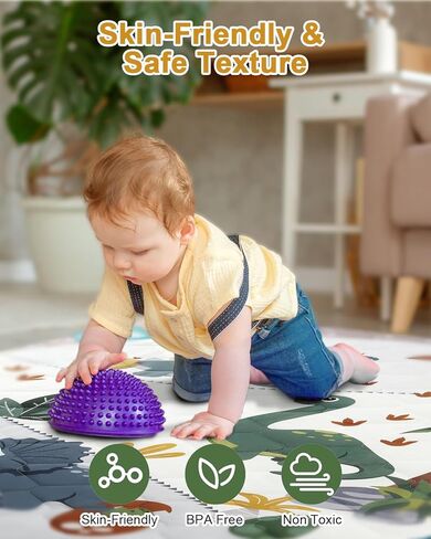 بساط لعب الأطفال الفاخر من TINYHARBO بمقاس 50x50، 4 مناطق تنموية مع غطاء قابل للإزالة والغسل في الغسالة، بساط لعب مبطن سميك جدًا، سهل التنظيف للرضع والأطفال الصغار والرضع in Kuwait
