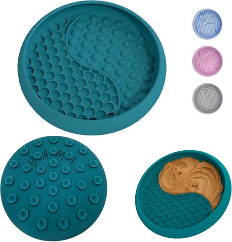 يامي وعاء لعق حصيرة للكلاب والقطط، أوعية التغذية البطيئة، وحدة التغذية البطيئة للقطط، ألعاب إثراء الكلاب مع كوب شفط لتخفيف القلق، سيليكون صالح للطعام، مناسب لغسالة الأطباق، لجميع السلالات (أزرق مخضر داكن) in Kuwait