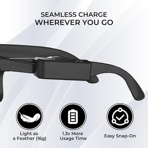 Charger Compatible with Ray-Ban Meta Gen2 Smart Glasses Wayfarer Skyler Headliner Oakley HSTN Extends Usage time by 1.3 Times, Ultra-Lightweight Clip-on Design Charge and use simultaneously in Saudi Arabia