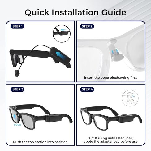 Charger Compatible with Ray-Ban Meta Gen2 Smart Glasses Wayfarer Skyler Headliner Oakley HSTN Extends Usage time by 1.3 Times, Ultra-Lightweight Clip-on Design Charge and use simultaneously in Saudi Arabia