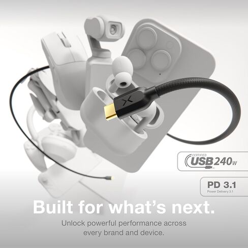 NOCO XGrid XC1: كابل USB-C إلى USB-C بقدرة 240 واط - سلك شحن سريع من النوع C، معتمد من USB-IF، شريحة علامة إلكترونية ذكية، بيانات بسرعة 480 ميجا بت في الثانية، نايلون مجدول UltraFlex + سترة سيليكون، تصميم متين بطول 3 أقدام in Kuwait