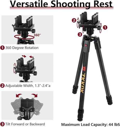 Hunting Tripods 360 Degree Ball Head with Aluminum, Adjustable Legs TTKOK D60 for Hunting Shooting Tripod in Kuwait