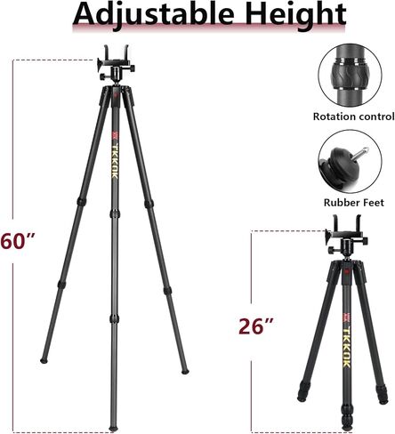 Hunting Tripods 360 Degree Ball Head with Aluminum, Adjustable Legs TTKOK D60 for Hunting Shooting Tripod in Kuwait