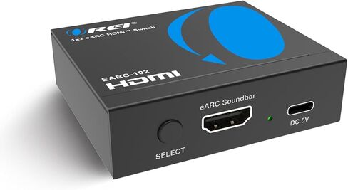 مفتاح صوت OREI eARC/ARC HDMI 2x1 - قم بتوصيل جهاز استقبال صوت/AV واحد بجهازي تلفزيون eARC، ويدعم Dolby Atmos، DTS:X، TrueHD، صوت 32 قناة، تبديل تلقائي/يدوي، غلاف معدني عالي التحمل in Saudi Arabia