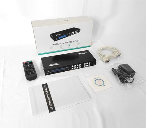 محول مصفوفة HDMI 4K 4×4، محول/فاصل HDMI مصفوفة 4 في 4 مع زر بإضاءة خلفية، يدعم 4K@30 هرتز 4:4:4، جهاز تحكم عن بعد بالأشعة تحت الحمراء وتحكم RS232، HDCP، EDID، RGB، YUV (مقياس تنازلي 4K و1080P معًا) in Saudi Arabia