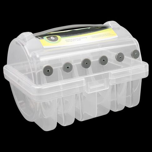 Line Spool Storage Box, Fishing Line Organizer Holder Case, 6 Compartments for 4 Standard & 2 Widened Slots, Large Stable Lines Winder Management Tackle Container for Fishing Outdoor, Clear Visibility in Saudi Arabia