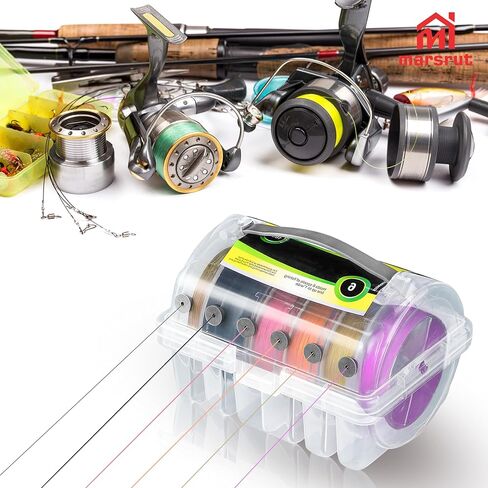 Line Spool Storage Box, Fishing Line Organizer Holder Case, 6 Compartments for 4 Standard & 2 Widened Slots, Large Stable Lines Winder Management Tackle Container for Fishing Outdoor, Clear Visibility in Saudi Arabia
