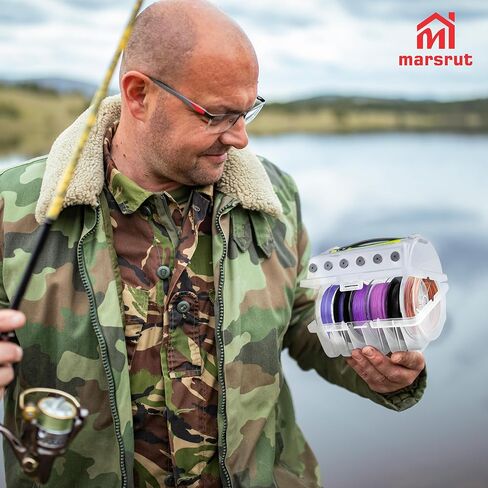 Line Spool Storage Box, Fishing Line Organizer Holder Case, 6 Compartments for 4 Standard & 2 Widened Slots, Large Stable Lines Winder Management Tackle Container for Fishing Outdoor, Clear Visibility in Saudi Arabia