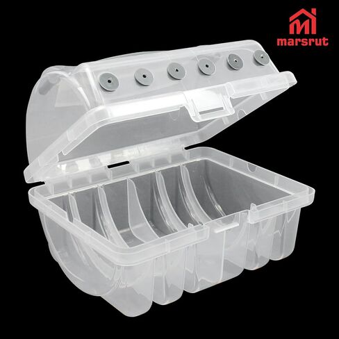 Line Spool Storage Box, Fishing Line Organizer Holder Case, 6 Compartments for 4 Standard & 2 Widened Slots, Large Stable Lines Winder Management Tackle Container for Fishing Outdoor, Clear Visibility in Saudi Arabia