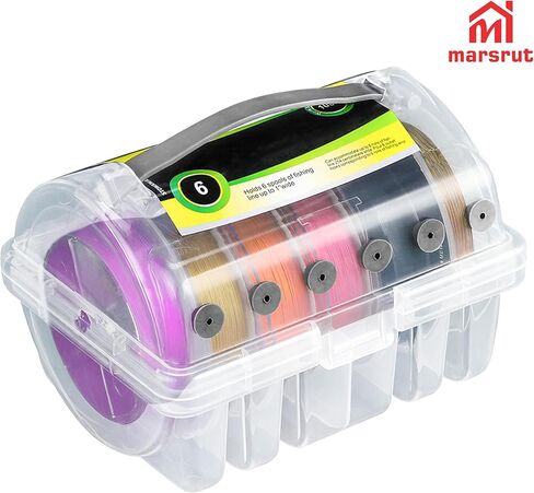 Line Spool Storage Box, Fishing Line Organizer Holder Case, 6 Compartments for 4 Standard & 2 Widened Slots, Large Stable Lines Winder Management Tackle Container for Fishing Outdoor, Clear Visibility in Saudi Arabia