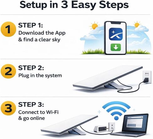 طقم الإنترنت عبر الأقمار الصناعية المحمول STARLINK Mini 2026 - هوائي مصفوفة مرحلية مع جهاز توجيه Wi-Fi مدمج - اتصال عالي السرعة للمركبات الترفيهية والتخييم والعمل عن بعد والسفر خارج الشبكة in Kuwait
