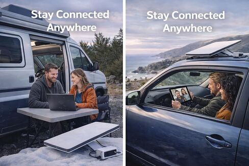 طقم الإنترنت عبر الأقمار الصناعية المحمول STARLINK Mini 2026 - هوائي مصفوفة مرحلية مع جهاز توجيه Wi-Fi مدمج - اتصال عالي السرعة للمركبات الترفيهية والتخييم والعمل عن بعد والسفر خارج الشبكة in Kuwait