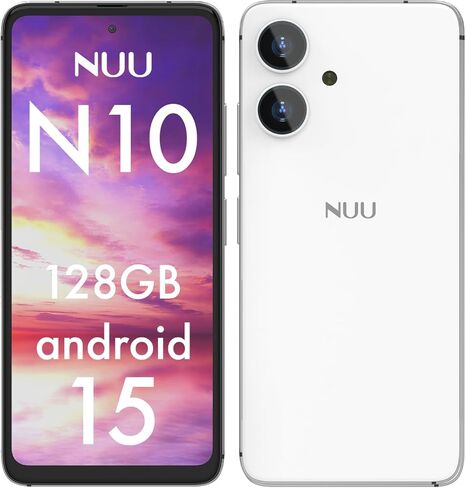 الهاتف الخلوي الأساسي NUU N10 لـ T-Mobile وMint وMetro وQlink وTello والمزيد 4 جيجابايت/128 جيجابايت، مثالي للمراهقين، ثنائي شريحة الاتصال 4G، ثماني النواة 6.6 بوصة 90 هرتز HD+، هواتف غير مقفلة Android Phone 14، ضمان أمريكي (أبيض) in Kuwait
