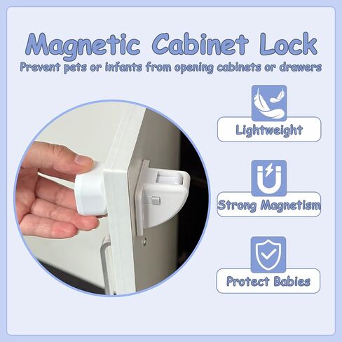 32-Pack Baby Proofing Magnetic Cabinets Locks, Childproof Safety Locks Cupboard Baby Locks Latches to Cabinets & Drawers for Home Kitchen Bathroom - 32 Locks & 2 Keys in Saudi Arabia