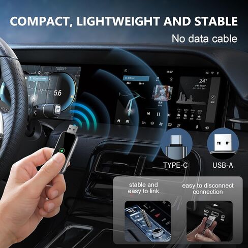 محول CarPlay اللاسلكي، 2 في 1 سلكي إلى CarPlay اللاسلكي/محول Android التلقائي، التوصيل والتشغيل، تحكم Siri، توافق عالمي لأكثر من 1000 سيارة، iPhone وAndroid (رمادي فضي) in Kuwait