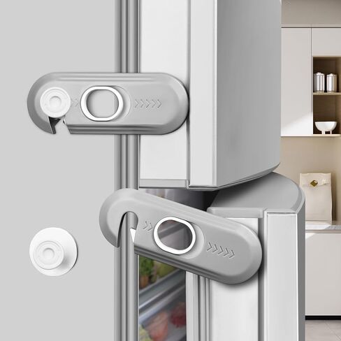 5 Pack Child Proof Refrigerator Lock, Baby Proofing Cabinet Locks, Oven Lock Child Safety. Adhesive Fridge Locks for Kids, Dishwasher, Cupboard, Closet Doors - No Drilling or Tools (Grey) in Saudi Arabia