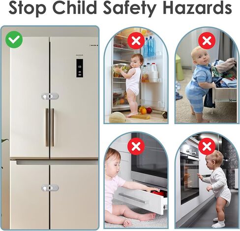 5 Pack Child Proof Refrigerator Lock, Baby Proofing Cabinet Locks, Oven Lock Child Safety. Adhesive Fridge Locks for Kids, Dishwasher, Cupboard, Closet Doors - No Drilling or Tools (Grey) in Saudi Arabia