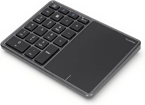 22 Keys Numeric Keypad, 2 in 1 Bluetooth 4.2 Number Pad with Touchpad, Portable Numeric Keypad for Computers(Iron Gray) in Saudi Arabia
