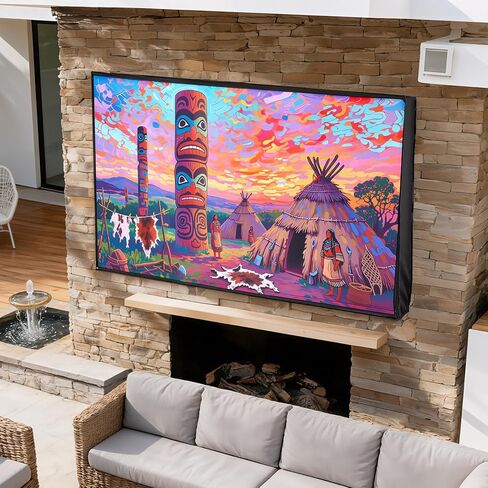 غطاء تلفزيون خارجي 50 إلى 55 بوصة مقاوم للماء، نسيج سميك 600D مقاوم للطقس غطاء حماية للشاشة الخارجية للتلفزيون مع سحاب، غطاء أمامي قابل للطي، مناسب للتركيب على الحائط خارج شاشة مسطحة 50-55 بوصة in Kuwait