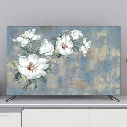 TV Cover Flower Printing TV Protection Covers 32-80" Dust-proof TV Screen Protector Computer Televisions LED LCD TV Display Dust Cover Indoor Living Room Decorative Cloth-Blue-2||32inch(80*50cm) in Saudi Arabia