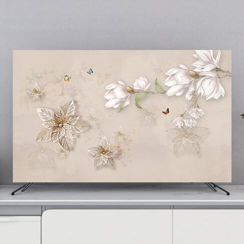 TV Cover Flower Printing TV Protection Covers 32-80" Dust-proof TV Screen Protector Computer Televisions LED LCD TV Display Dust Cover Indoor Living Room Decorative Cloth-Blue-2||32inch(80*50cm) in Saudi Arabia