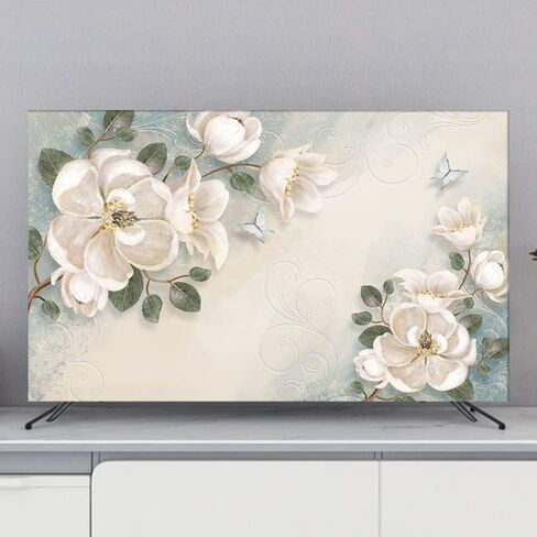 TV Cover Flower Printing TV Protection Covers 32-80" Dust-proof TV Screen Protector Computer Televisions LED LCD TV Display Dust Cover Indoor Living Room Decorative Cloth-Blue-2||32inch(80*50cm) in Saudi Arabia