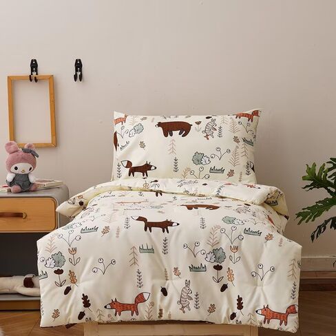 CLOTHKNOW 4 Pieces Plaid Toddler Bedding Sets for Boys Grils, Black White Grid Pattern, Soft Crib Bed Set Including Comforter, Flat Sheet, Fitted Sheet and Pillowcase, Black White in Saudi Arabia