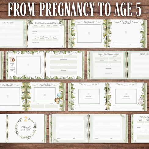 Baby Memory Book – “The Story of You" Keepsake Journal with Photo Slot, Zoo Animal Design, Gold Pen, Lay Flat Binding, Gift Box – 110 Full-Color Pages, 9x11.5 Inches in Saudi Arabia
