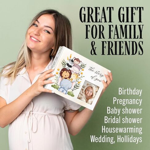 Baby Memory Book – “The Story of You" Keepsake Journal with Photo Slot, Zoo Animal Design, Gold Pen, Lay Flat Binding, Gift Box – 110 Full-Color Pages, 9x11.5 Inches in Saudi Arabia