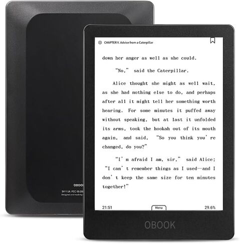 قارئ إلكتروني OBOOK6 (64 جيجا)، شاشة خالية من الوهج مقاس 6 بوصات بدقة 300 نقطة في البوصة، نظام Android، ضبط الضوء الأمامي، عمر بطارية طويل، خيار الوضع الداكن، كتب صوتية in Saudi Arabia