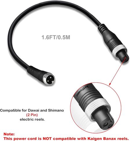 BatPower 1.65FT 0.5M Prof BM2000 BM2300 LB3100 BM2600 BM2900 BM3200 BM3000 DB كابل طاقة بطارية بكرة كهربائية لـ Daiwa Tanacom Seaborg Leobritz Shimano بكرات صيد كهربائية سلك هواء فائق in Saudi Arabia
