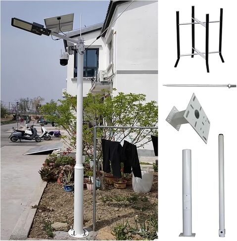 10-20 FT Adjustable Security Camera Pole, Segmented Surveillance Stand with Screws & Ground Cage, Compatible for PTZ/CCTV Cameras, 3 Sections - 19.7 ft (6m) in Saudi Arabia