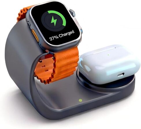 لشاحن ساعة Apple، قاعدة شحن مغناطيسية سريعة متوافقة مع iWatch Series Ultra/SE/10/9/8/7/6/5، لحامل حامل شاحن Apple Watch Airpod، كابل الشحن (رمادي) in Saudi Arabia