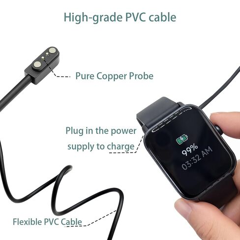 2 حزمة 3.3FT شاحن ساعة ذكية مغناطيسي 2Pin USB كابل شحن لـ Veryfitpro Letsfit Willful YAMAY SW023 ID205L SW021 ID205U ID205S SW025 Uwatch 3S in Saudi Arabia