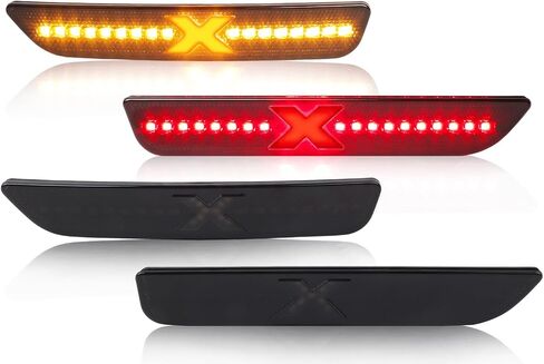 XStyle All White LED Side Marker Lights Compatible With 2010-2014 Ford Mustang Front Rear Bumper Marker Lamps Corner Parking Lamp Smoked Lens 4PC Spirit Snake (Patent Pending) in Saudi Arabia