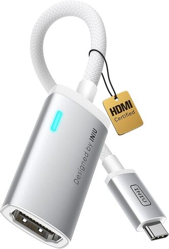 محول INIU USB C إلى HDMI (4K@60 هرتز)، محول USB-C (4K HDMI)، لجهاز MacBook Pro، MacBook Air، iPad Pro، iMac، iPhone 17 16 Pro Max، Pixelbook، Surface Pro، Dell، XPS، Galaxy، أبيض in Kuwait