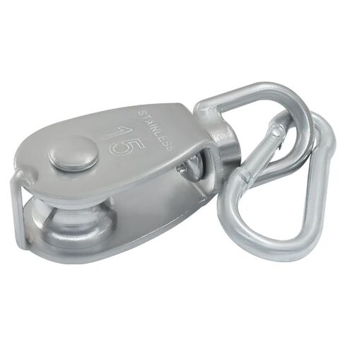 2Pcs M25 Single Pulley Block, 304 Stainless Steel Single Pulley Block Wire Rope Hanging Wire Towing Wheel with 2Pcs Spring Snap Hook for Lifting Crane/Rope Sheave in Saudi Arabia