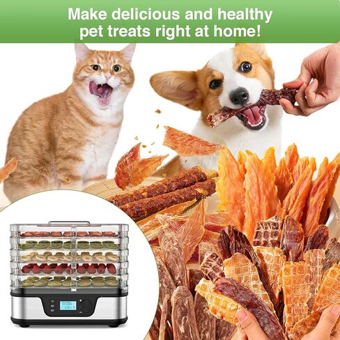 Food Dehydrator, Silver | 5 Stainless Steel and BPA-free trays, Adjustable Temperature, 72H Timer, Dehydrator for Meats, Jerky, Fruits, Veggies and Pet Treats in Saudi Arabia